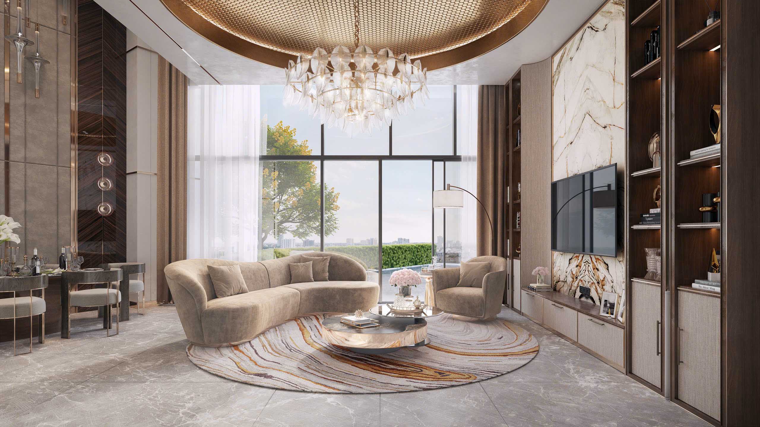 Không gian phòng khách Sky Villa Golden Crown Hải Phòng