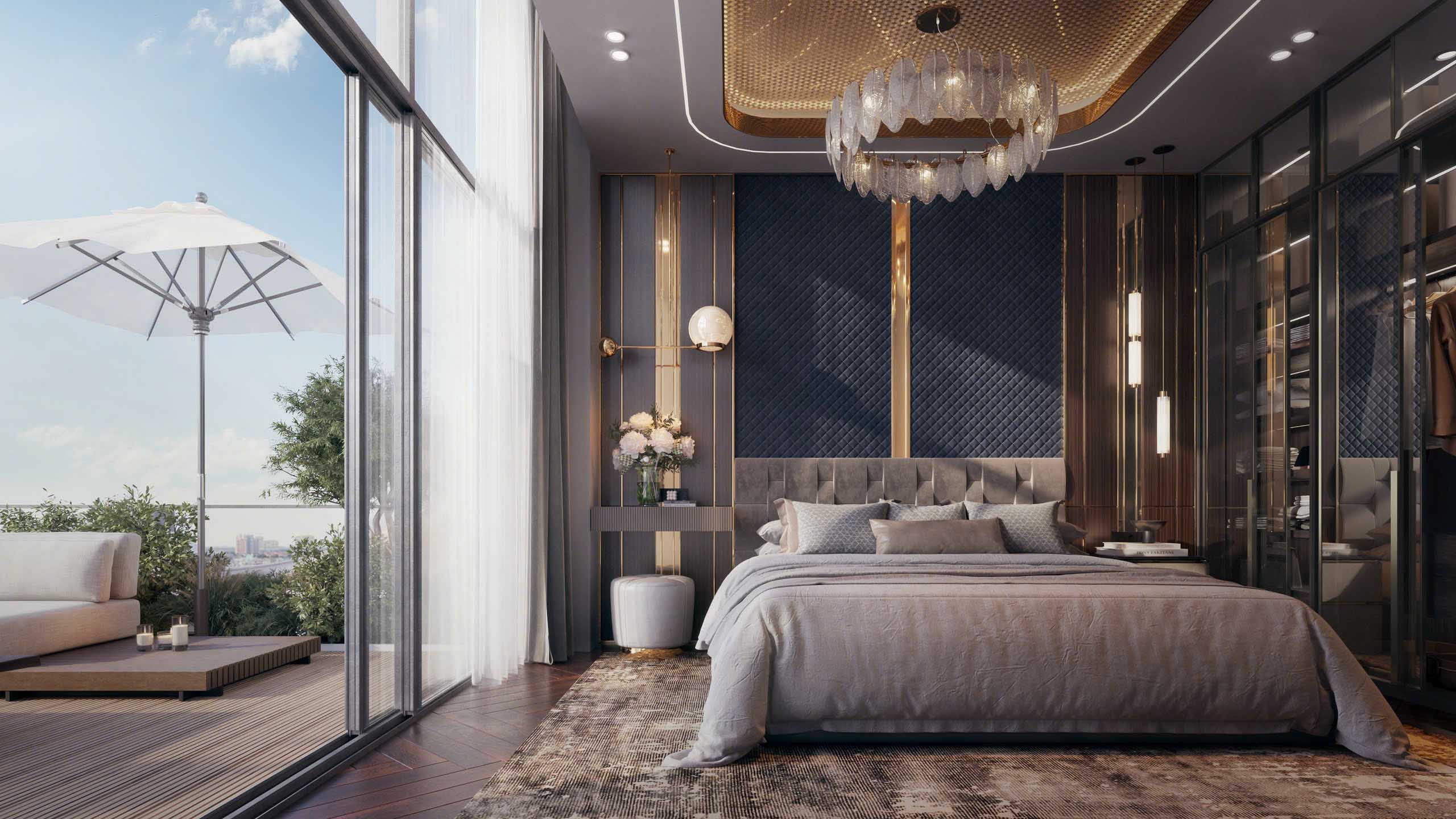 Không gian phòng ngủ Sky Villa Golden Crown Hải Phòng