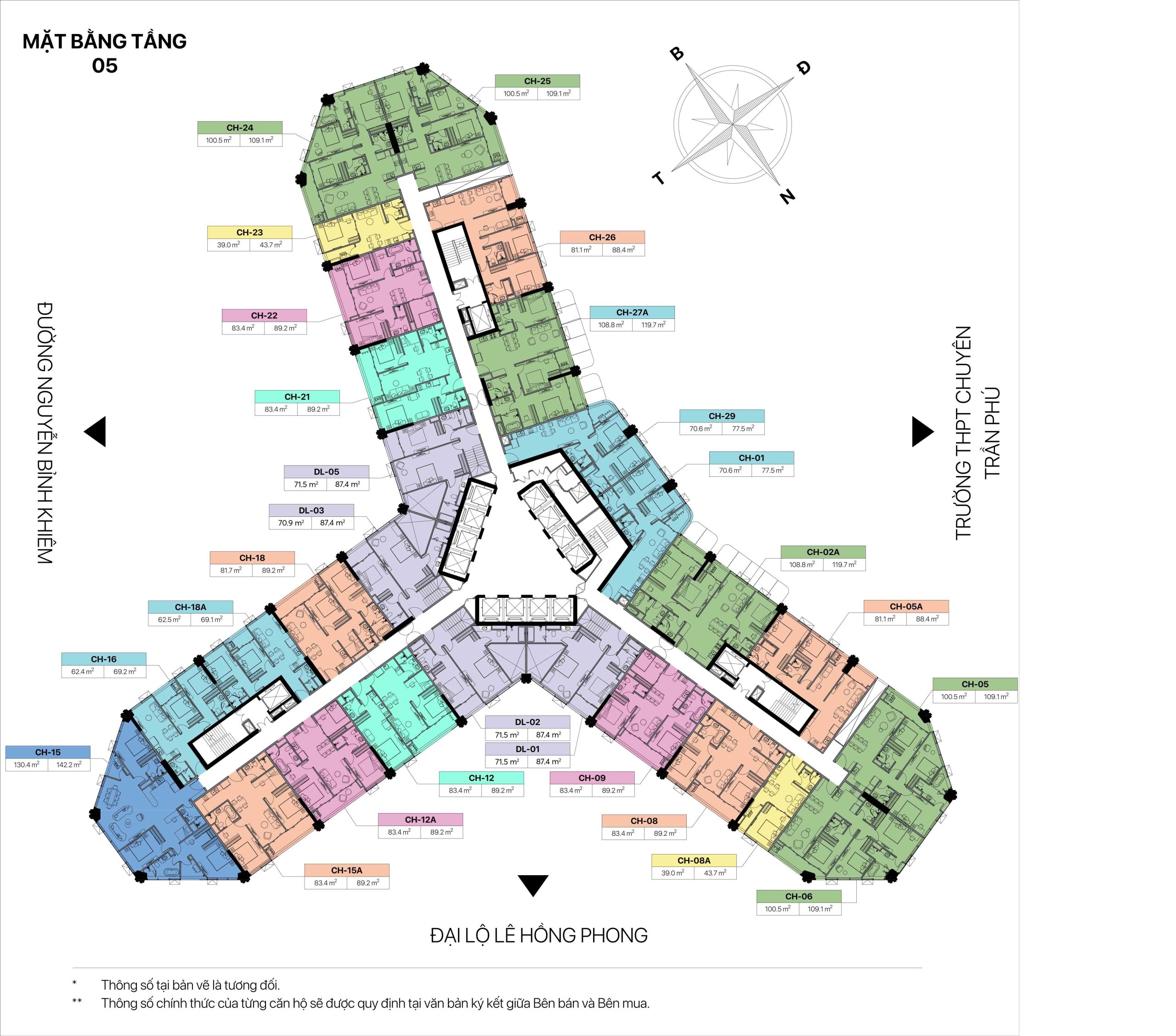 Mặt bằng căn hộ tầng 05 Duplex Sky Villa