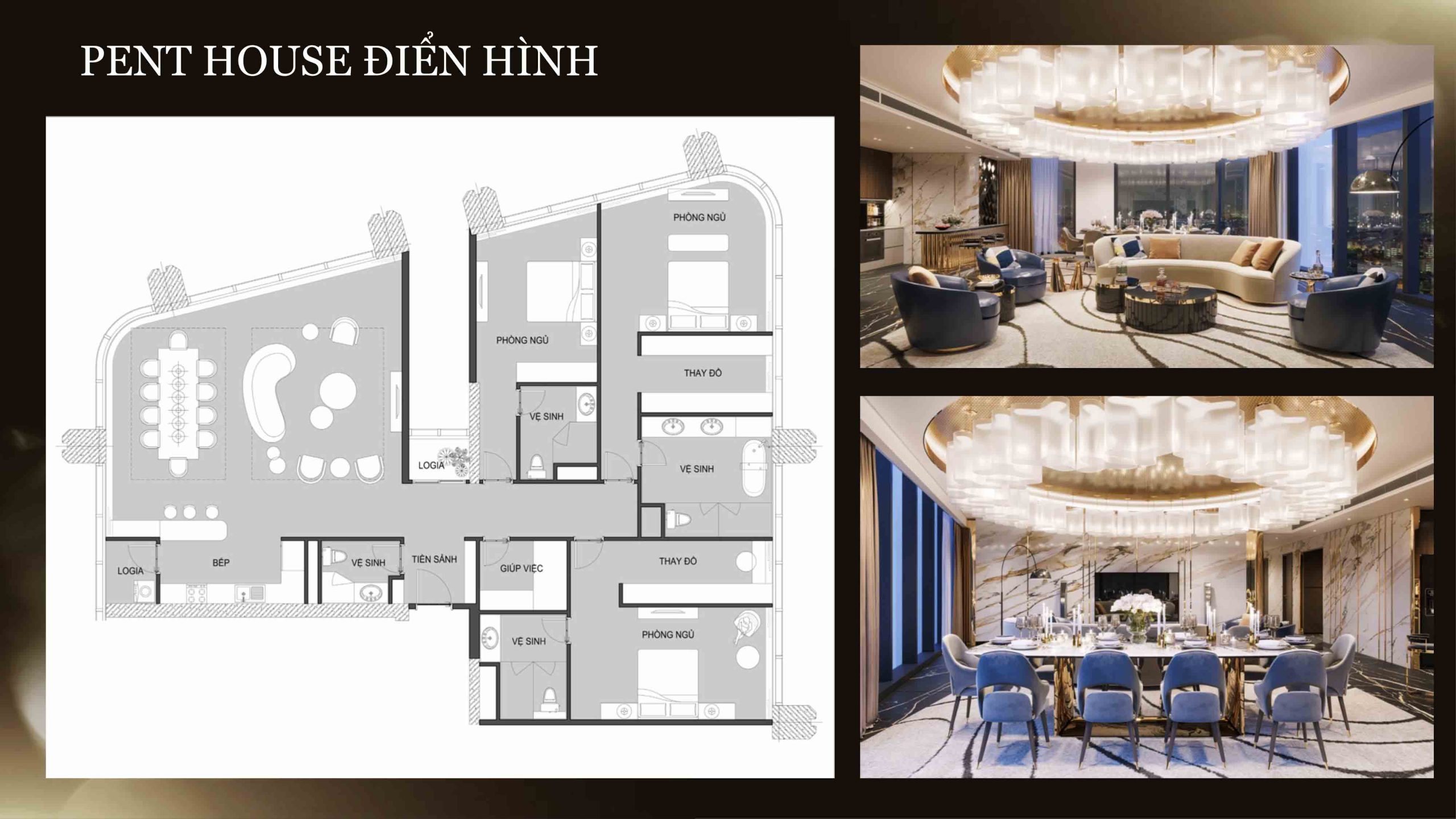 Layout thiết kế Penthouse Golden Crown Hải Phòng