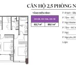 Layout căn hộ 2.5 phòng ngủ loại 1
